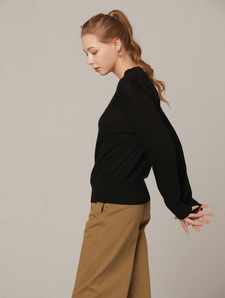 AYIHOLIC CASHMERE High Gauge Round Neck Long Sleeve Knit