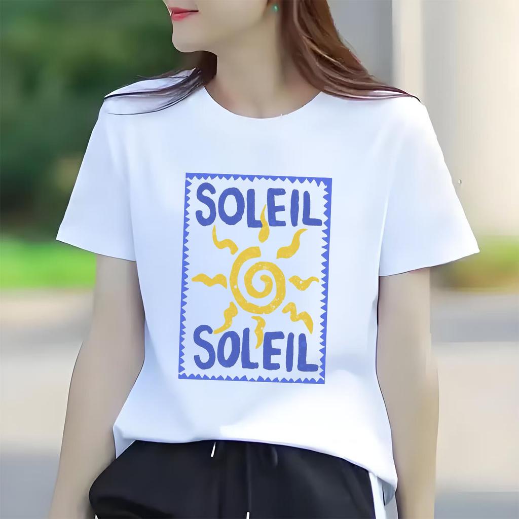 Fashion sun letter printed Tshirt casual short sleeved suitable for all seasons fashion versatile holiday Womens Tshirt