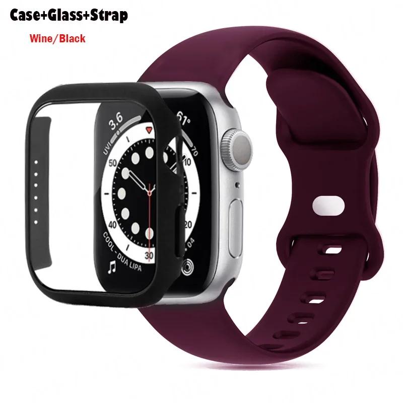 Glas+Gehäuse+Armband Für Uhrenarmband 44mm 41mm 45mm 40mm 38mm 42mm Silikonarmband iWatch Serie 9 8 3 4 5 6 SE 7 Armbänder