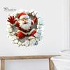 Self Adhesive Christmas Stickers for Door 3D Santa Wall Sticker, Decal, Realistic Breaking Through The Decals Home Decor Effect, Self-Adhesive Festive