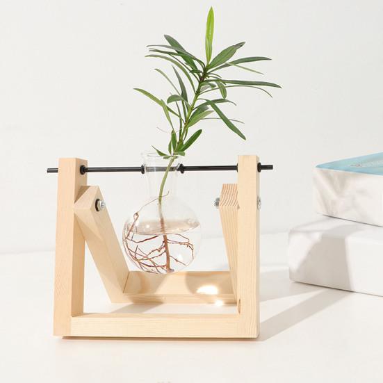 Yousheng 1/2/3Pcs Plant Terrarium with Wooden Stand Transparent Glass Bulb Vase Table Centerpiece Hydroponic Flower Holder Plants Container Decoration
