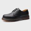 Genuine Leather Women's British Style Low-Top Shoes, Large Size, Pure Black, Round-Toed, Unisex Casual Work Shoes