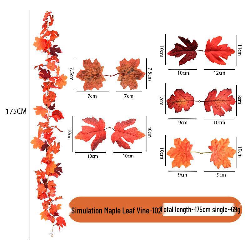 Autumn Festival Maple Leaf Vine Display: Fake Leaves for Halloween & Decorative Scenery