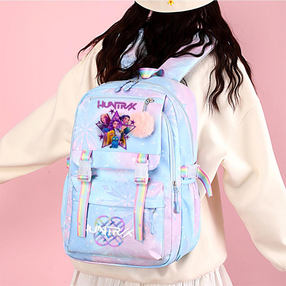 2Pcs/set New Anime Kpop Printed Backpack with 750Ml Water Bottler Large Capacity Travel Bag for Teenager Girl Boy Bookbag Kid Gift Large Capacity Bag