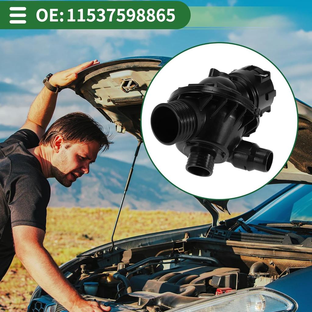 Motoforti Car Thermostat Engine Coolant Thermostat Housing Assembly for BMW 335i GT XDrive 435i M235i XDrive X5 X6 M2 Plastic No.11537598865 Black