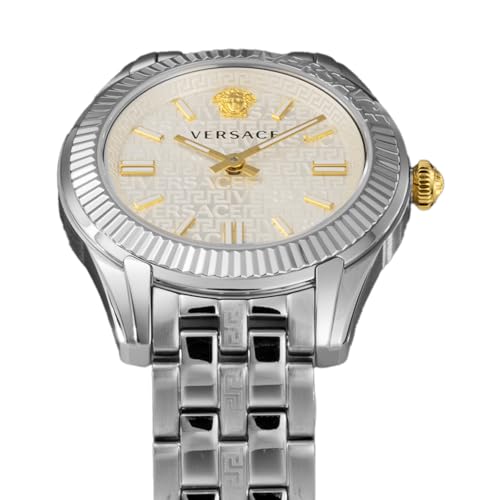 Versace Grecatime Watch, Silver Dial, Stainless Steel, Sapphire Crystal, Quartz Movement, Swiss Made, Men's, VE6C00323