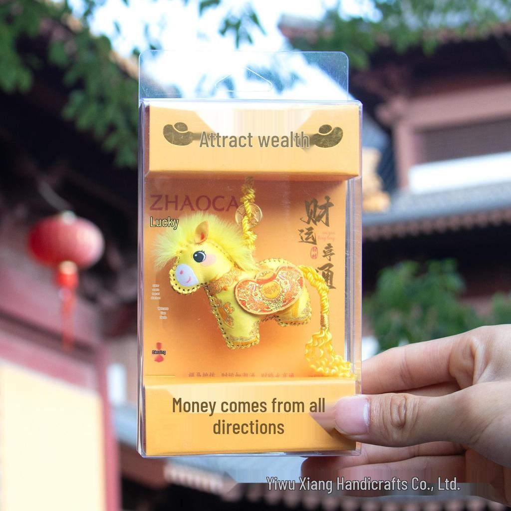 Three-Dimensional Year of the Horse Pendant: Scented Sachet Keychain for Luck and Wealth