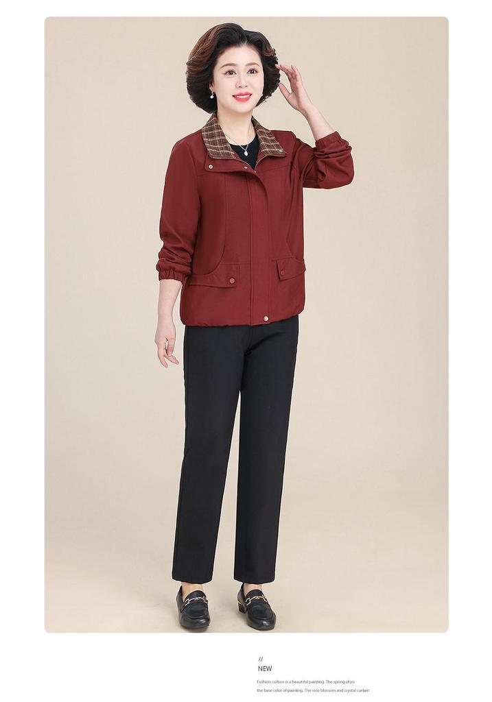 Plus Size Women's Lapel Maternity Coat, Spring/Autumn Jacket for Middle-Aged & Elderly, 50s-60s Fashion.