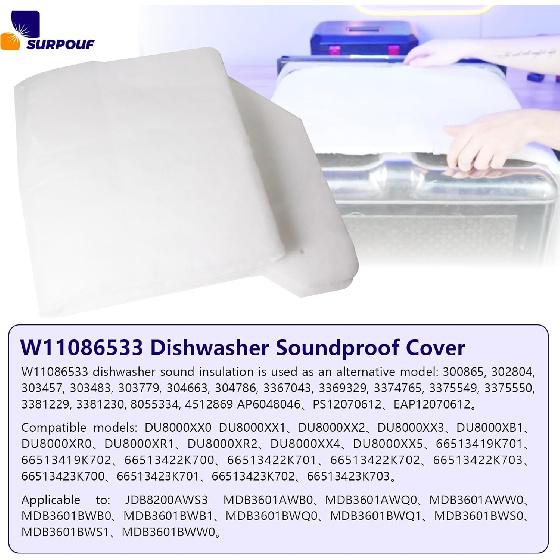 W11086533 Dishwasher Sound Shield Compatible With Whirlpool Kenmore Maytag Replacement 4512869 AP6048046 PS12070612 EAP12070612