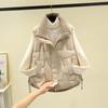Women's Autumn/Winter Short Stand-up Collar Vest Simple Patchwork Sleeveless Jacket