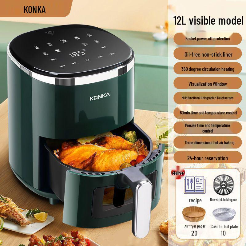 Smart Multifunctional Air Fryer Oven with Touch Screen - Oil-Free, Large Capacity