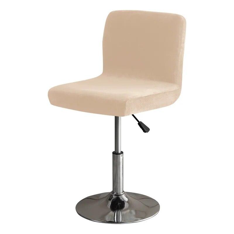 Soft Velvet Bar Stool Chair Cover Solid Stretch Rotating Chair Slipcover Elastic Low Back Office Dining Seat Protector Dark Blue