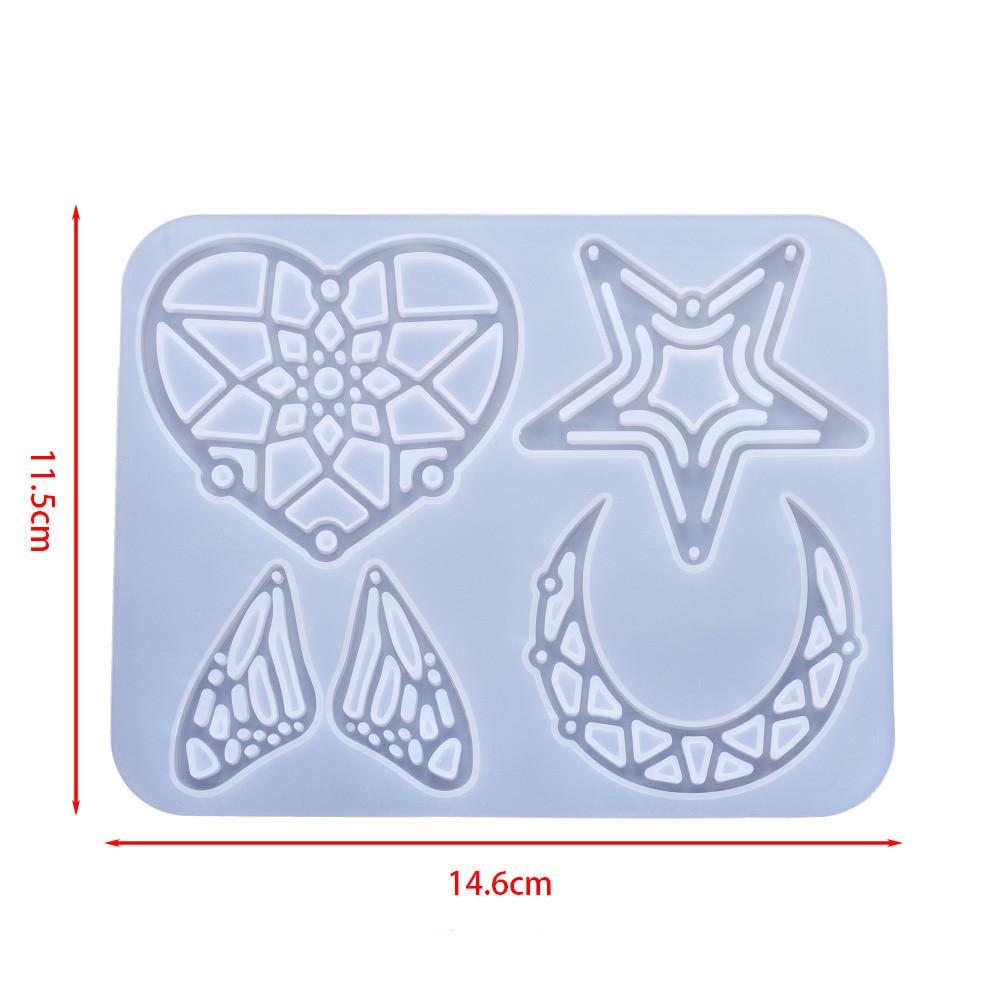 Earring Pendant Silicone Mold Epoxy Resin Jewelry Making Molds Heart Leaves Moon DIY Charms Pendant Mould Creative Jewelry Craft