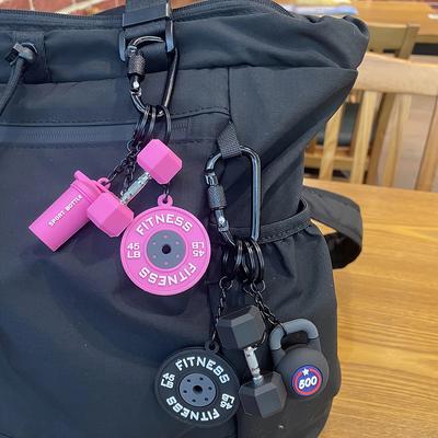 Bag Charm Fitness Gym Lover Barbell Weightlifting  Silicone Weight Plate Gym Gifts Workout Bag Charm Pendant