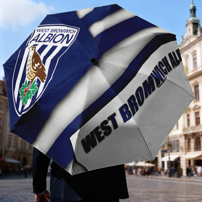 Bromwich Albion  Automatic Folding Umbrella - 8-Rib Travel Umbrella with Auto Open/Close & Portable Gifts for Holidays or Birthdays
