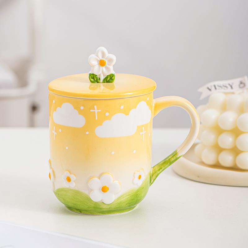 Ceramic Coffee Mug Creative Flower Cup for Office and Home Christmas Birthday Surprise for Friends Family or Flower Lovers