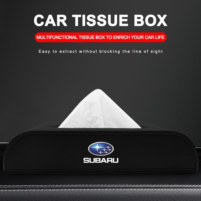 1pcs Car Tissue Box Holder Armrest Box Storage Case Emblem For Subaru Impreza STI Forester Outback XV Crosstrek Legacy WRX