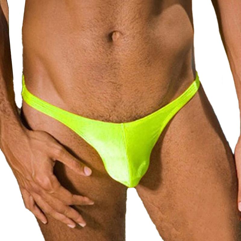 1Pc Men G-string Nylon Thongs Convex Panties Sexy Briefs Solid Color Underwear