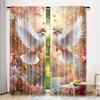 2pcs White Dove with Wreath Print Curtains – for Living Room   Bedroom   Kitchen   Caf   Hotel & Restaurant Decor