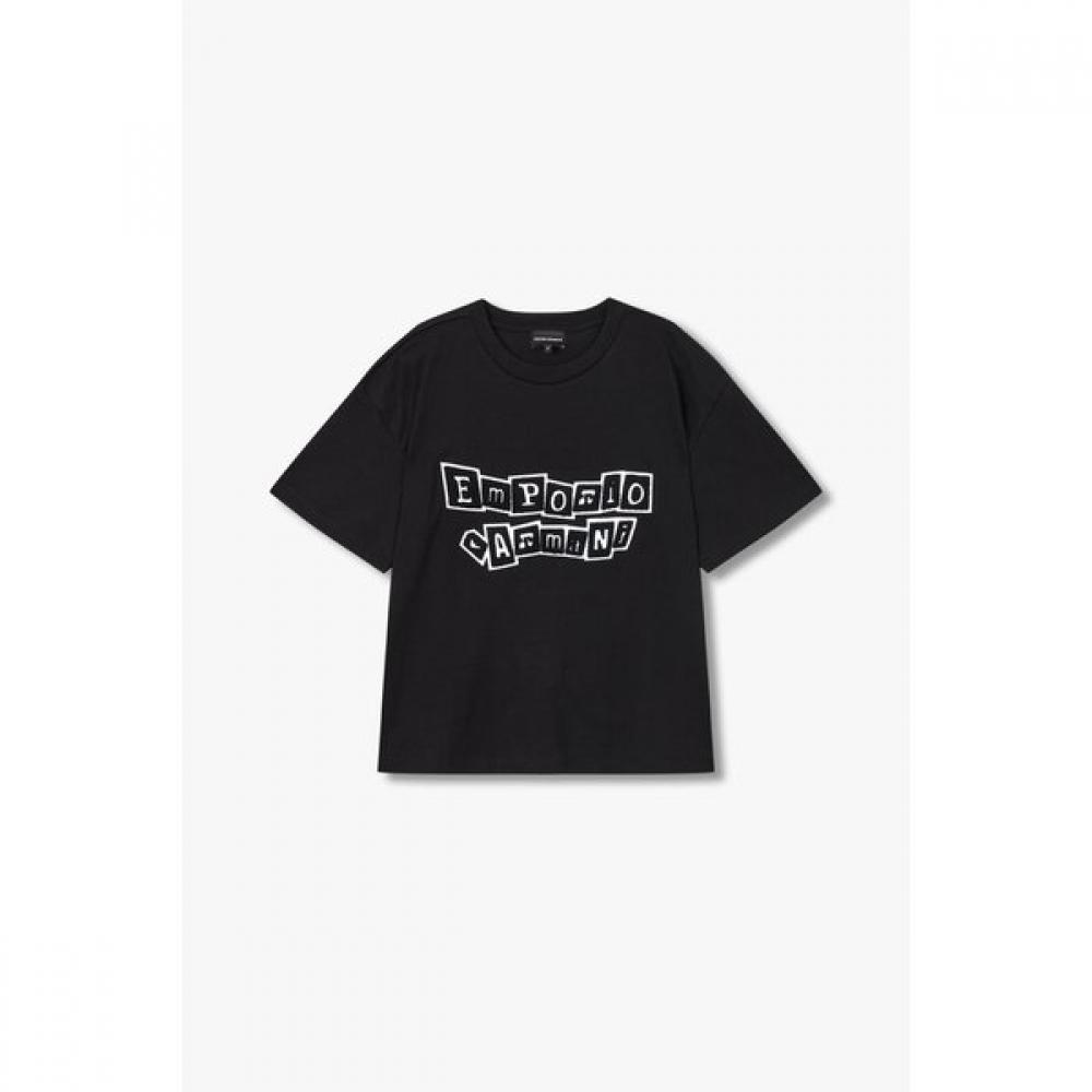 Emporio Armani 24 F W Women Boucle PaTch Logo creWneck T shirT  A524326512 XS
