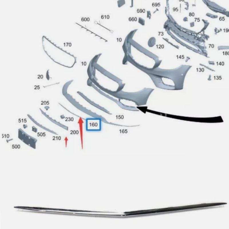 Front Bumper Chrome Decorative Strip A2138850300 For Mercedes Benz E-Class W213 2016-2020