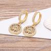 Nidin Fashion Classic Tree of Life Drop Earrings For Women Girl Female Copper CZ Lucky Party Birthday Jewelry Hoop Earrings Gift