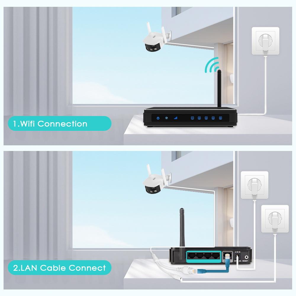 4K 8MP IP Camera WiFi Color Night Vision 180° Wide Angel Outdoor Wifi Surveillance Cameras 4MP CCTV Security Protection Camera