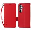 For Samsung Galaxy S25 Case with Wrist Strap Litchi Texture PU Leather Wallet Phone Cover
