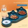 Cat Food Bowl Triple Pet Feeding Bowls Pet Feeder, 2-in-1 Double Bowls with Automatic Drinking Bottle Pet Supplies