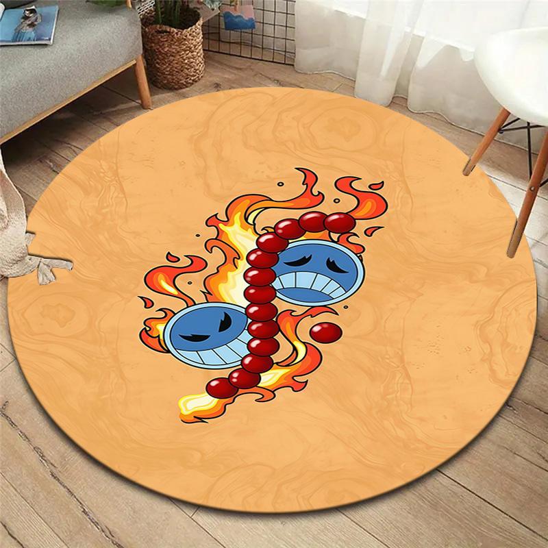 Anime One Piece Round Area Rug Carpet Rug For Living Room Bedroom Sofa Playroom Decor Nonslip Floor Mat