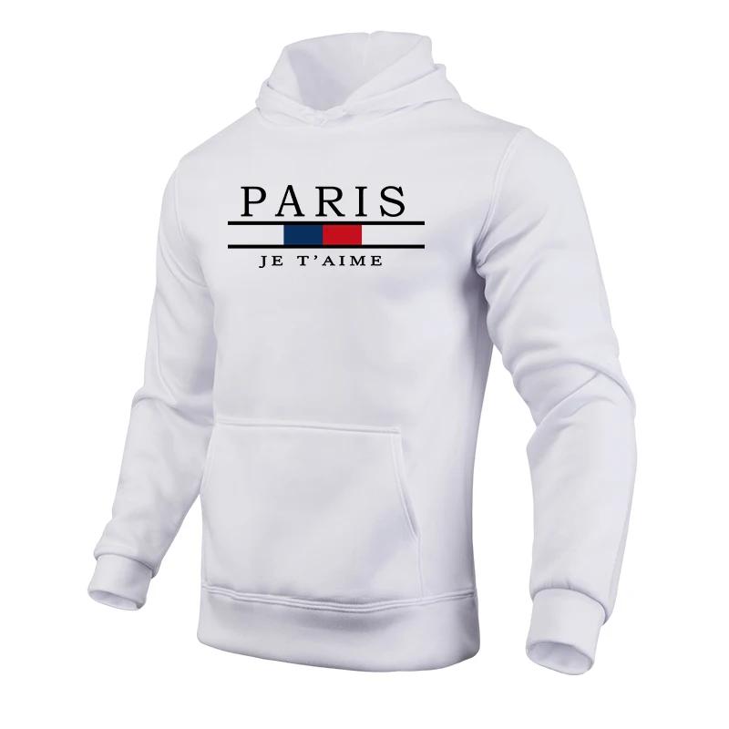 Paris Fashion Hoodie for Men Urban Casual Hooded Long Sleeve Pullover Male All Season Daily Sports Sweatshirt 2025 Men's Clothes