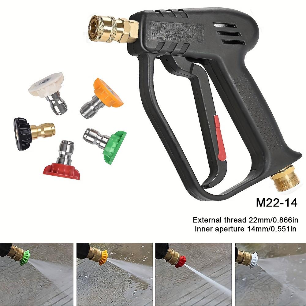 4000PSI High Pressure Washer Gun with 5 Color Nozzles, 1/4" Quick Connect, M22-14 Manual Power for Car & Garden Cleaning