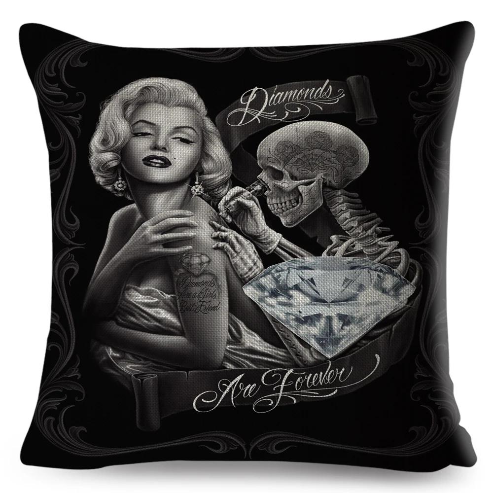 Mexico Chicano Sexy Women Skull Pillow Case Decor Cartoon Printed Girls Cushion Cover for Sofa Home Car Polyester 45*45cm