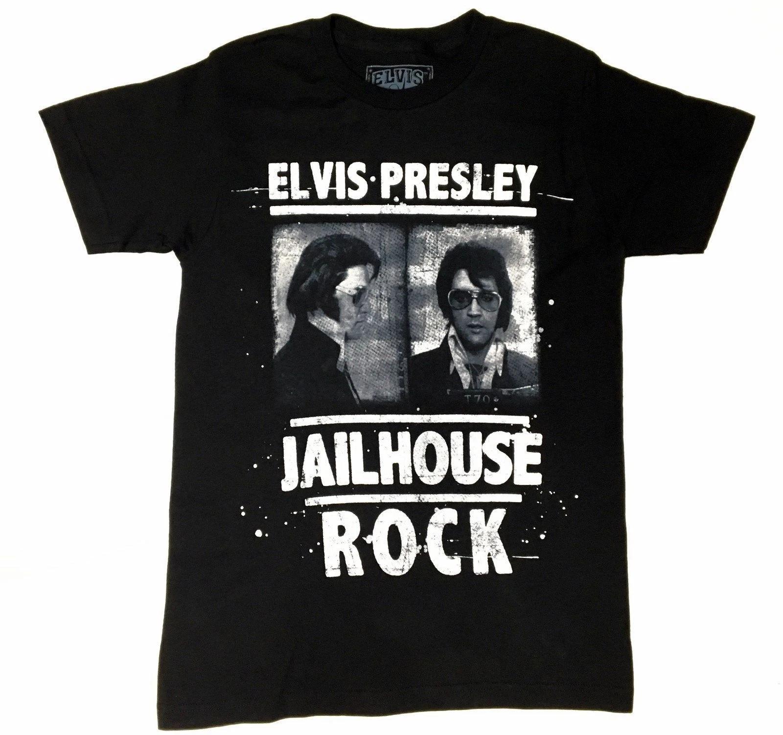 Elvis Presley MUGSHOT JAILHOUSE ROCK 100% Cotton T-shirt Mens Tees Top NWT  Official Elvis Product S