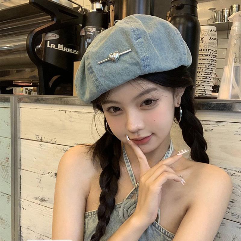 1Pieces Harajuku Retro Denim Berets Caps For Women Spring And Summer Travel Sunscreen Versatile Fashion Mountaineering Scarf