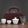 Suet Jade Porcelain High-end Travel Tea Set Cover Bowl Teacup Business Leader Customer Teacher Father Commemorative Gift