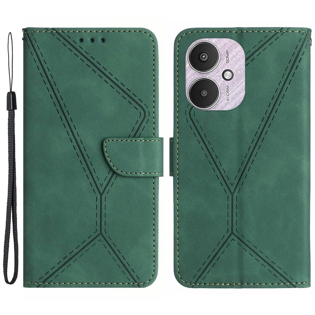 HT05 For Xiaomi Redmi 13C 4G/5G/13R 5G/Poco M6 5G/Poco C65 4G Leather Case Wallet Cover Imprinted Line