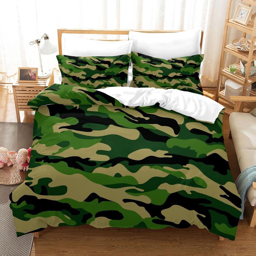 Military Camouflage Series Camouflage Color Three-Piece Quilt Cover