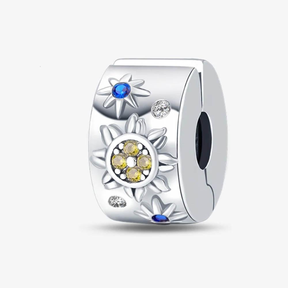 New In Color Zircon Angle Round Clip Bead Fit Pan Original Bracelet Women Copper Safety Chain Jewelry Gift