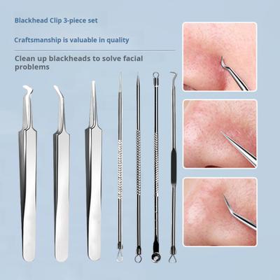 Yousheng Mitesserentferner Pinzetten Set Edelstahl Akne Clip Kit mit Anti-Rutsch-Griff Pickelentferner Werkzeug Leicht zu tragen Mitesserentferner Haut