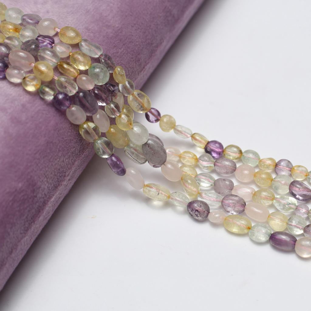 1String, Energy Natural Five Elements Crystal Beads, Boho Multi-coloured Oval Crystal Stone Beads for DIY Christmas Craft Gifts, Jewelry Making 38cm