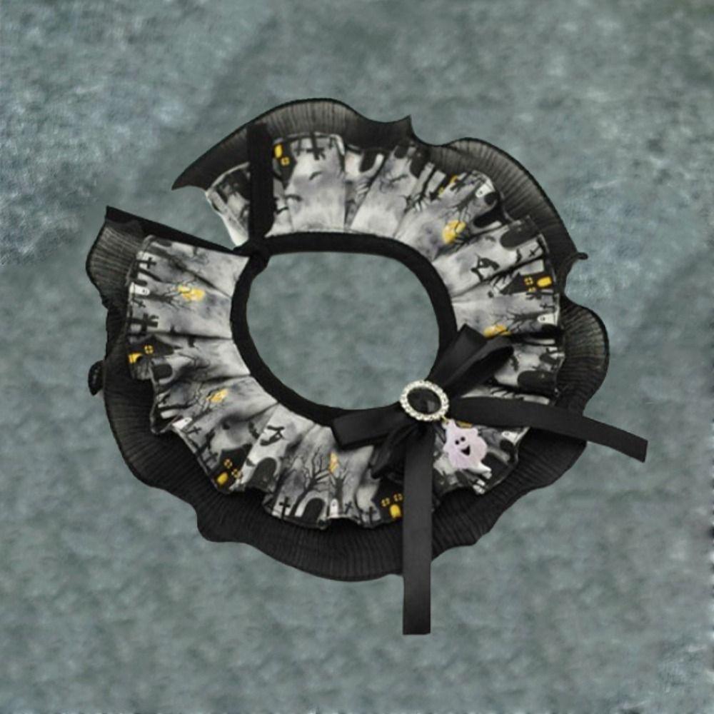 Bell with Sound Cat Dog Ghost Necklace Creative Pet Bib Scarf  Drool Towel