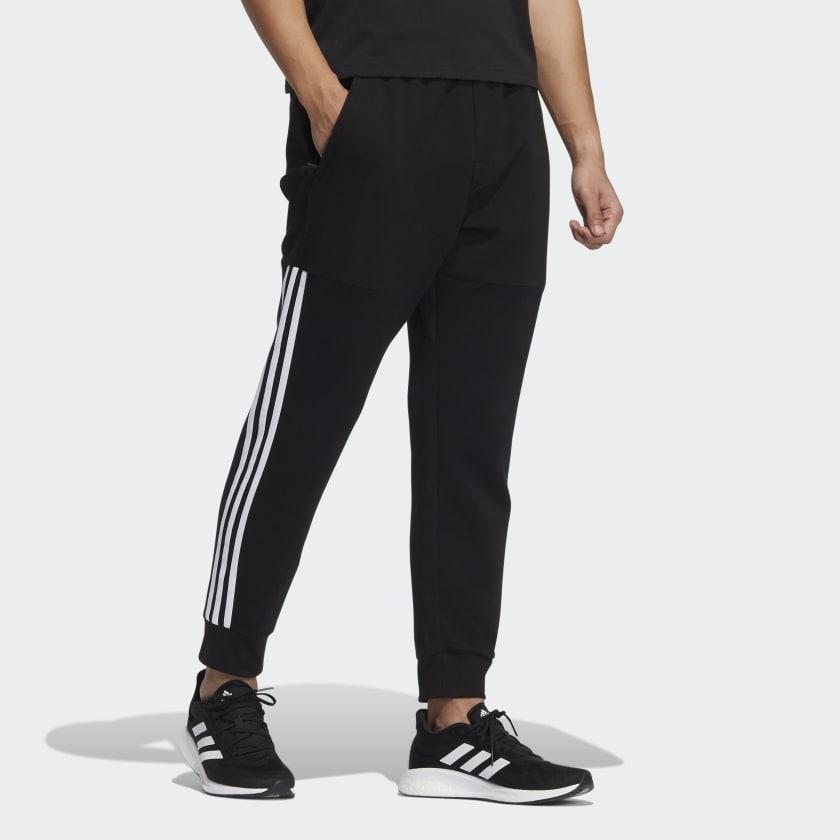 Adidas Contrast Stripe Logo Print Joggers Men Bottoms Black HE7445
