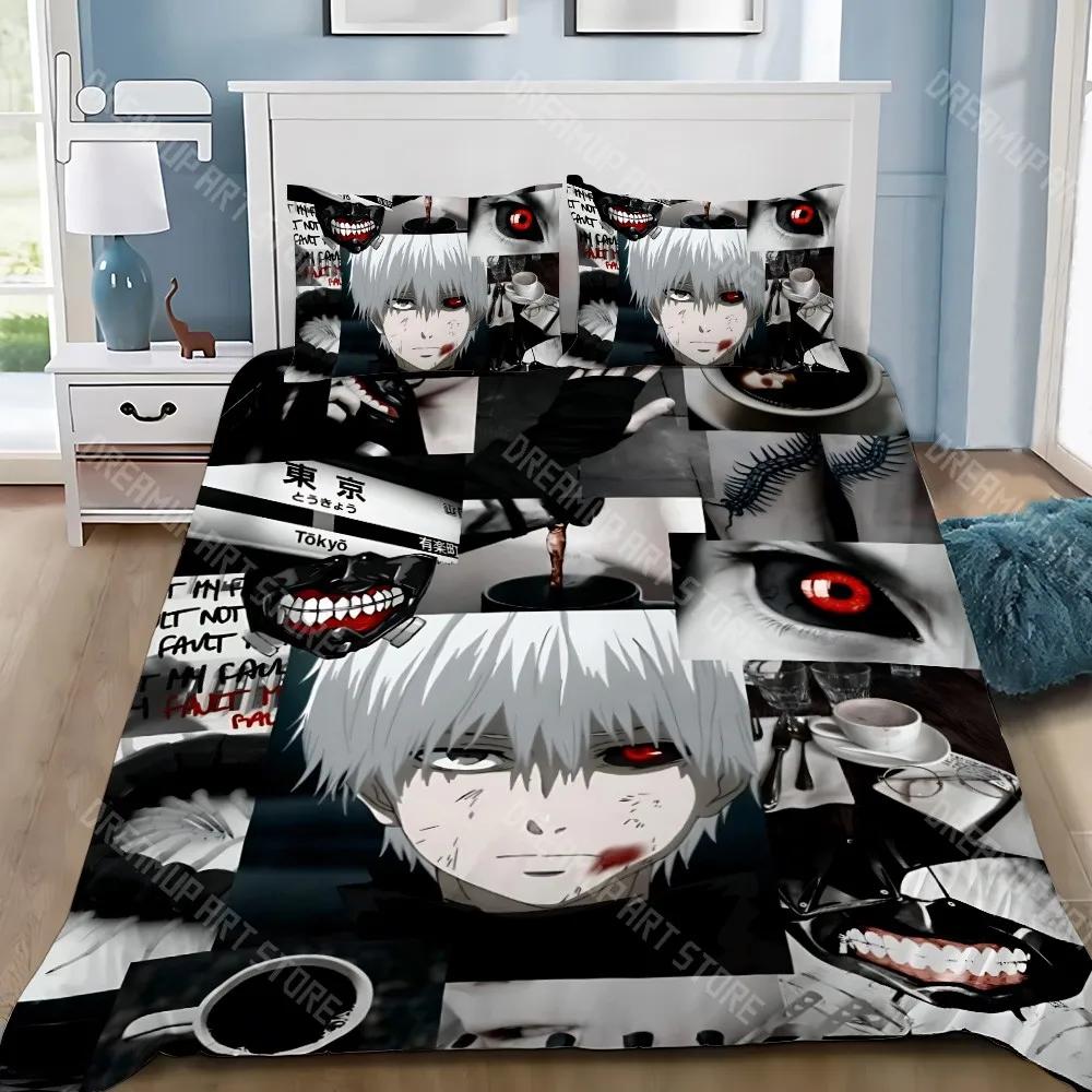 Anime Dekbed Kussensloop Beddengoed Set Volwassen Jongen Tokyo Ghoul Meisje Slaapkamer Decoratie Kinder Cadeau Enkel Dubbel Grote Maat