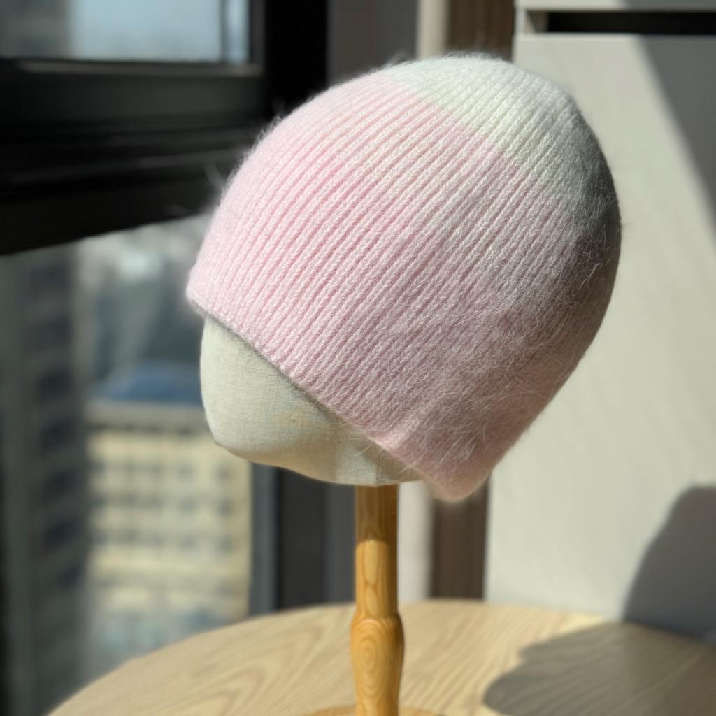 New Knitted Hat with Large Head Circumference Woolen Hat for Women Korean Style Hat Winter Fashion Color Matching Warm Plush Cold Hat
