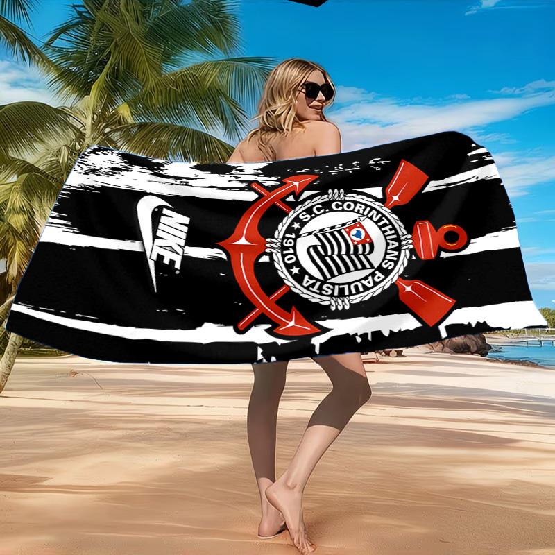 Sport Club Football Crest Printed Microfiber Beach Towel, Soft And Absorbent, Quick-Dry, Ideal for Summer Travel, Beach Essential, Swimming Pool