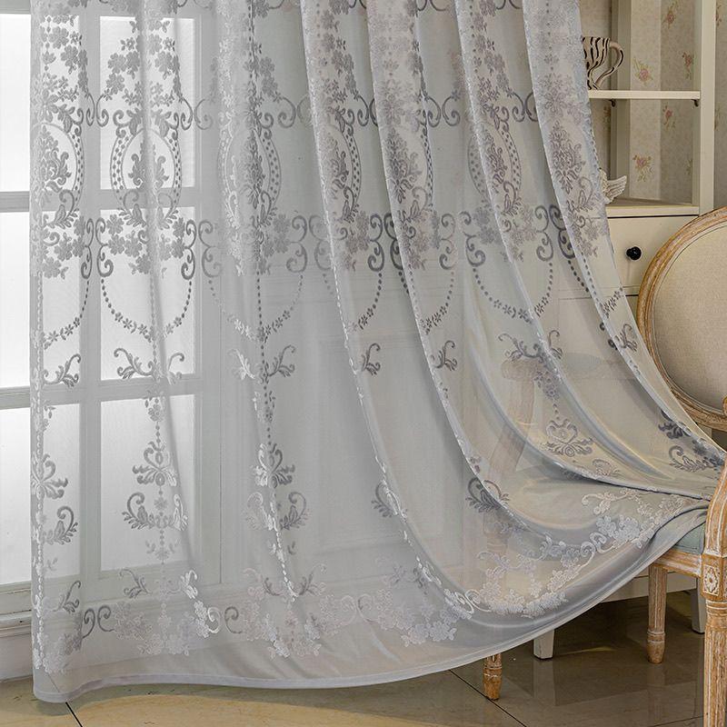 Visillos Bordados Europeos Filtradores de Luz Cortinas de Encaje para Sala de Estar Dormitorio Balcón Mirador Pantalla