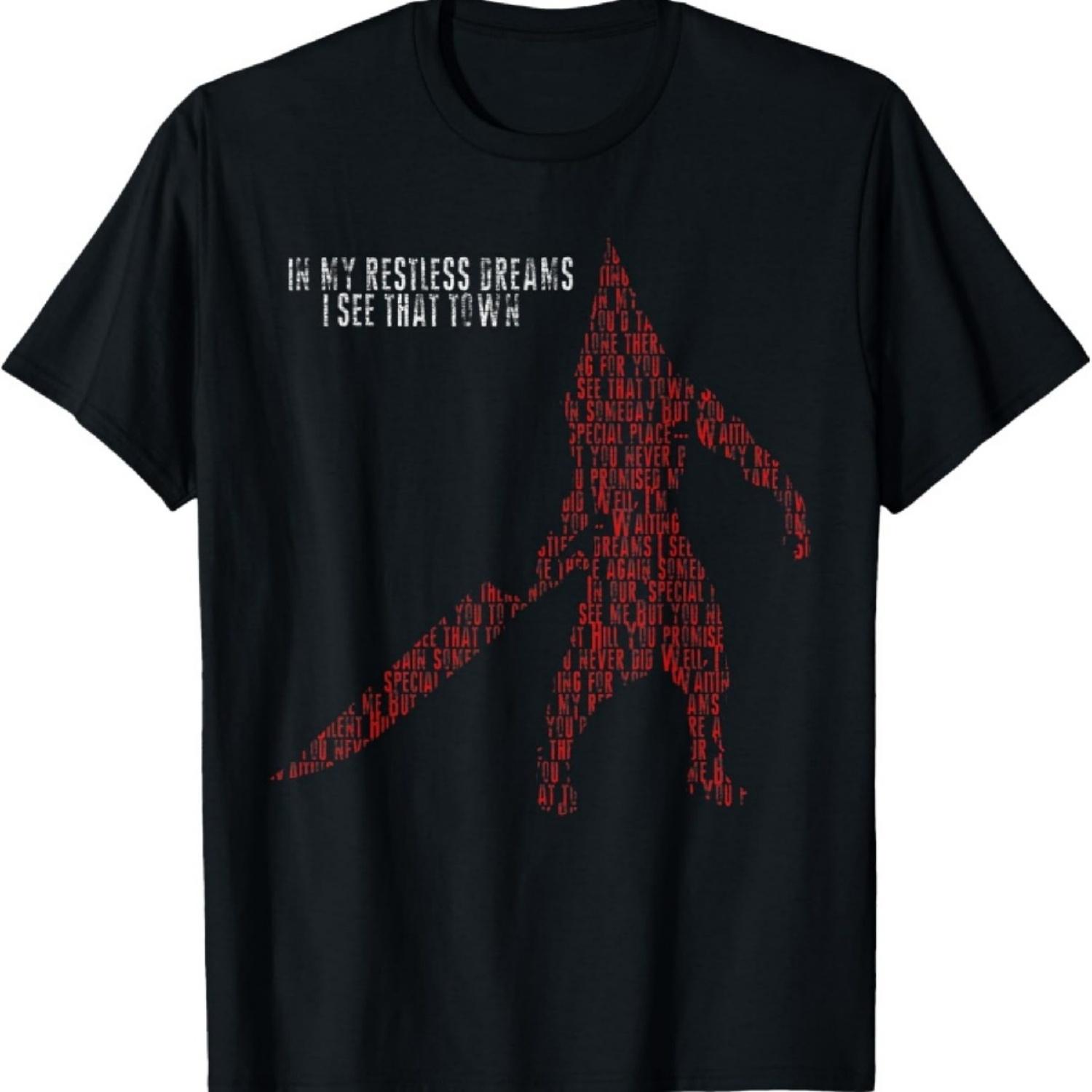 IN MY RESTLESS DREAMS I SEE THAT TOWN Pyramid Head Monster T-Shirt S