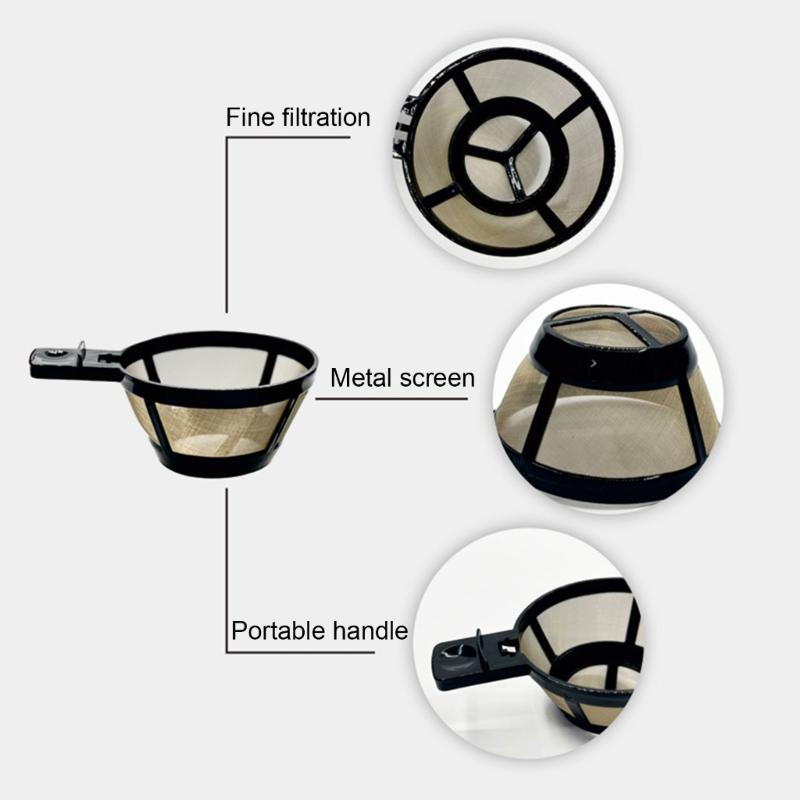 4 Stück Wiederverwendbarer Kaffeefilterkorb Metall Kaffeefilterkorb Sieb Hergestellt für Große Aromaextraktion