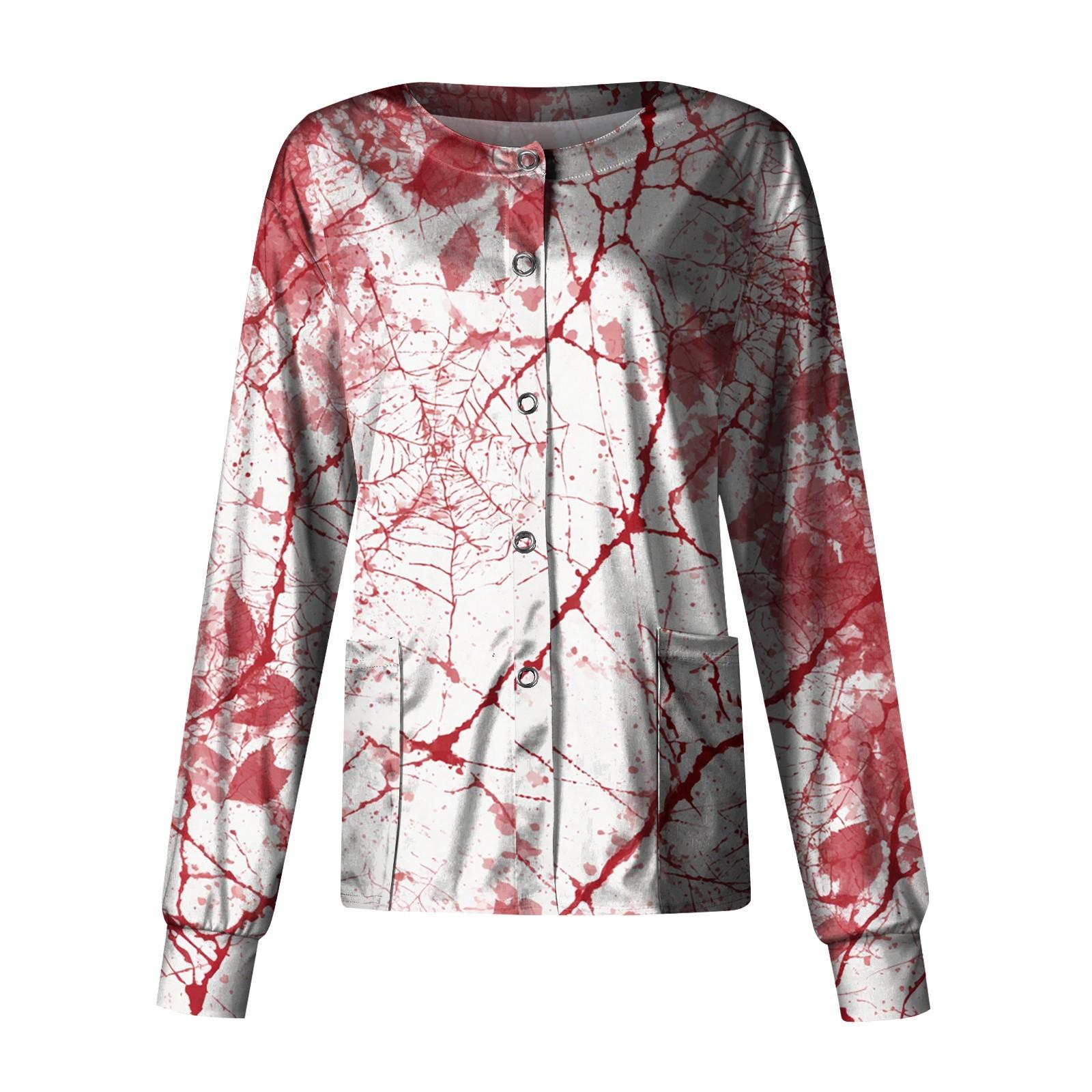 

Women s Casual Long Sleeve Single Breasted Printed Dry-nurse Top XXL червоний